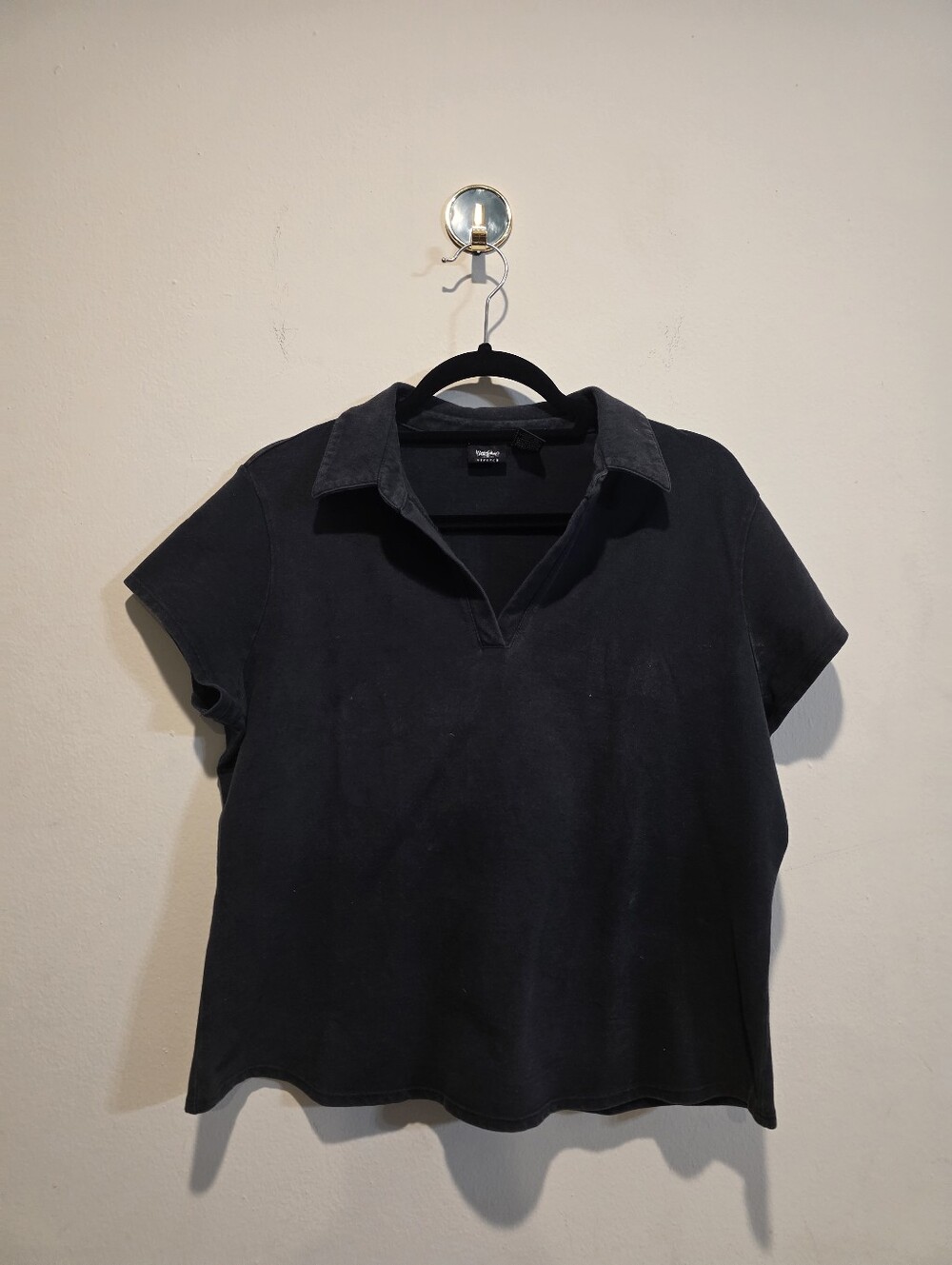 Everlane Black Short-Sleeve Split V Polo Tee